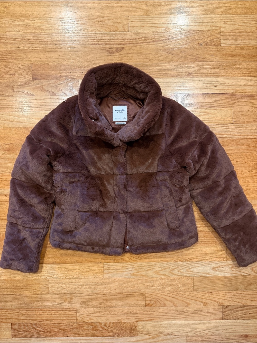 Abercrombie & Fitch Mini Puffer Chocolate Brown Faux Fur Jacket